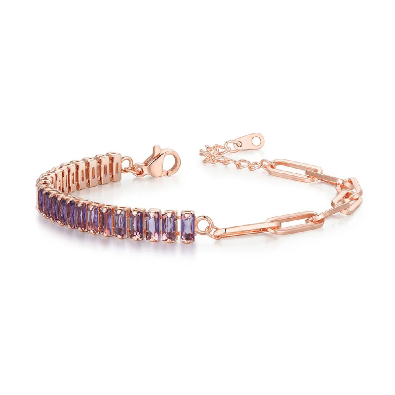 2.5 * 5mm Rose Gold Purple Stone