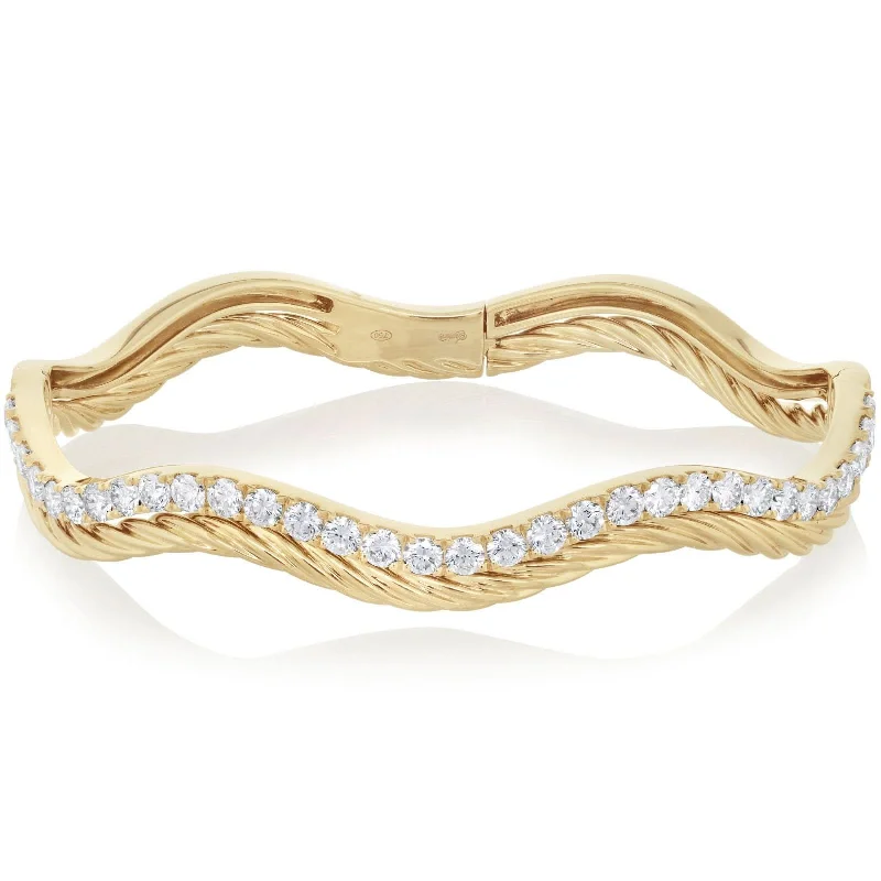 women’s tennis bangles -Wavy Diamond Bangle Fashion Bracelet