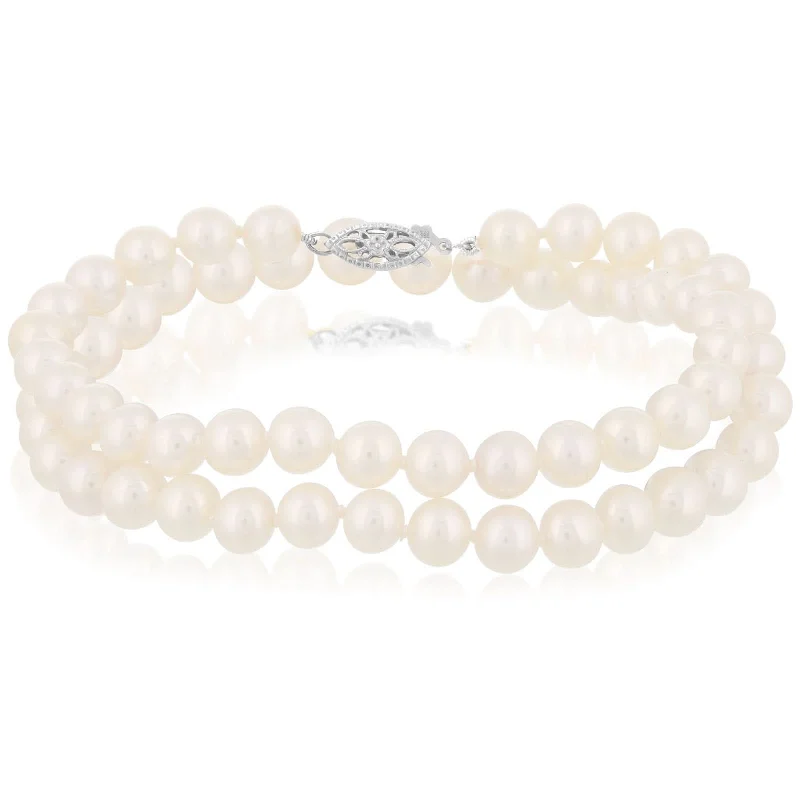 pearl bangles for women -6.5-7mm Cultured Pearl Double Strand Bracelet