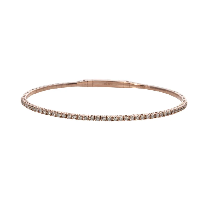 women’s handmade gold bracelets -.72ctw Diamond 14K Rose Gold Flexible Tennis Bangle