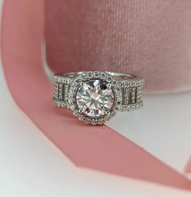 engagement rings with diamonds and sapphires for women -Casey No. 1 Moissanite Ring