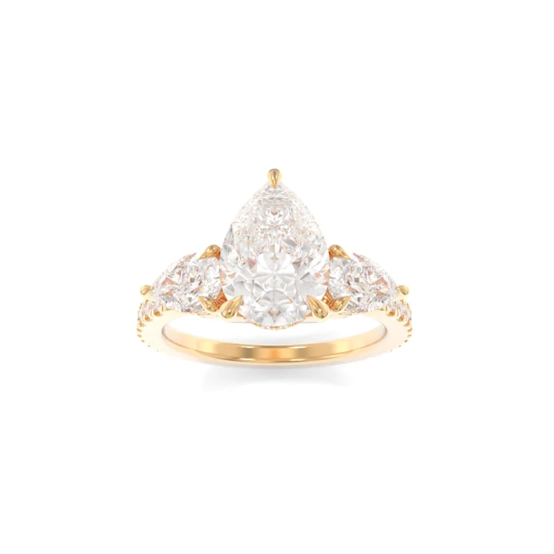 engagement rings with beautiful halo settings for women -Samantha Ring Pear