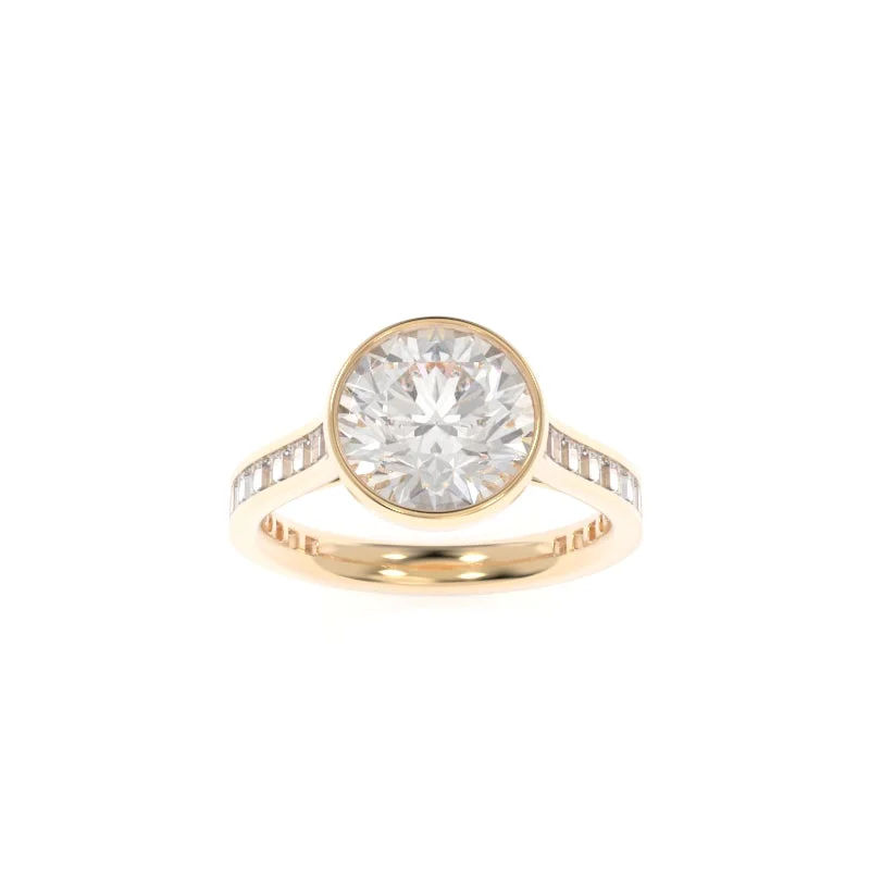 engagement rings with side stones for women -Gwen Ring Round