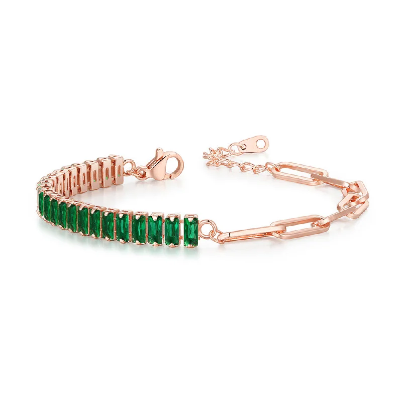 2.5 * 5mm Rose Gold Green Stone