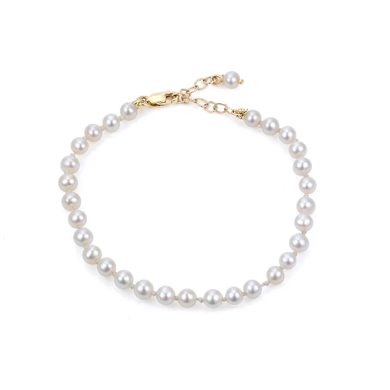 infinity bracelets for women -Child 4mm Freshwater Pearl 14K Yellow Gold Bracelet