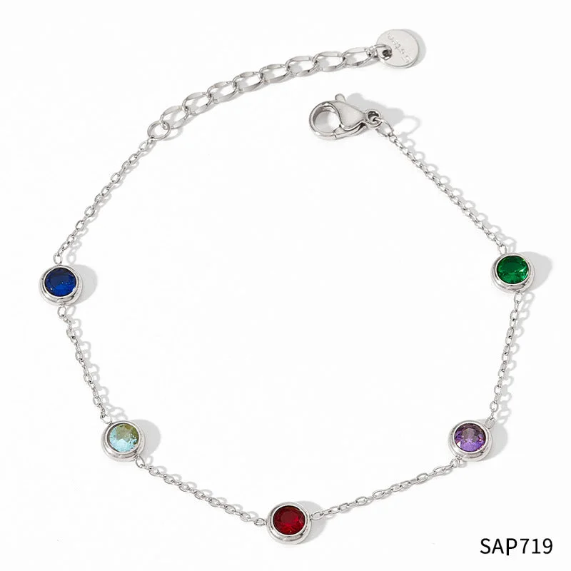 Sap719 White Gold Color Bracelet Color Zirconium