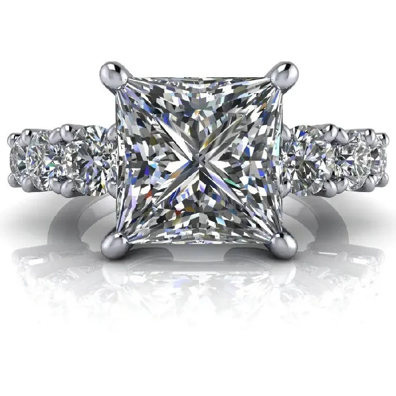 round cut engagement rings for women -Cole No. 1 Moissanite Ring