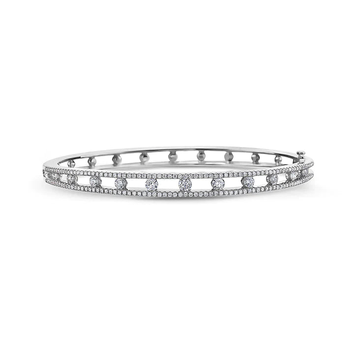 stacked gold bracelets for women -Diamond Air Bracelet, White Gold