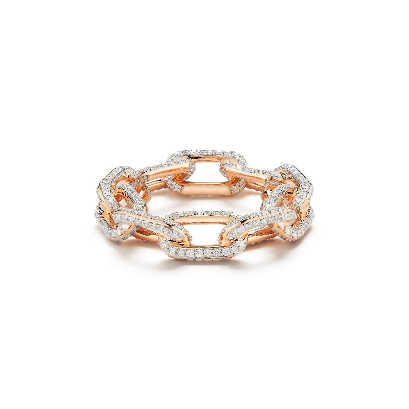 engagement rings with mixed metals for women -SAXON 18K LARGE ALL DIAMOND CHAIN LINK RING