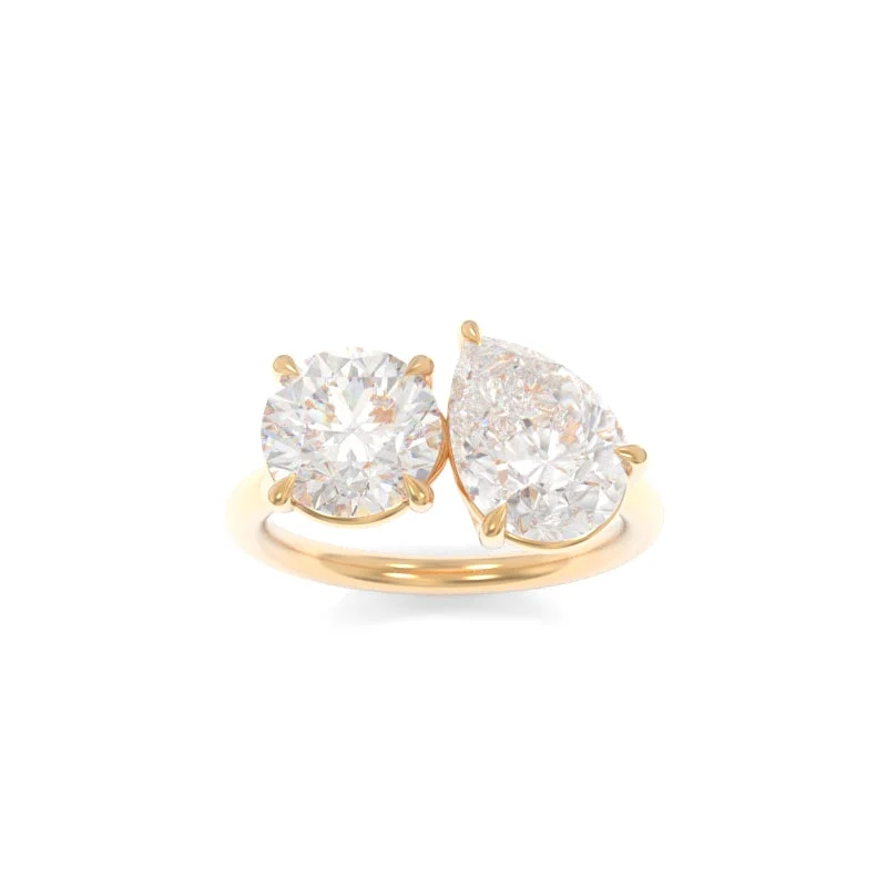 gold solitaire engagement rings for women -Valentina Ring Round