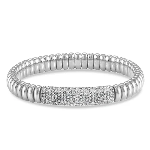 personalized bracelets for women -1.10ctw, 18K White Gold Tresore Stretch Bracelet