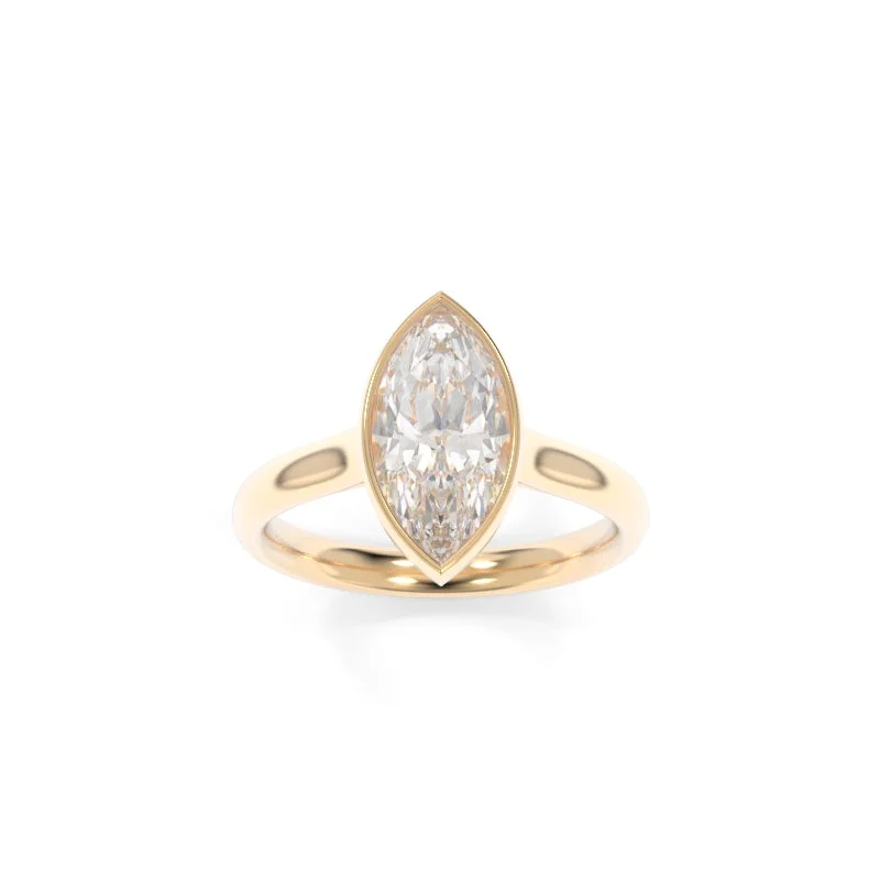 engagement rings with mixed metals for women -Gwen Solitaire Marquise