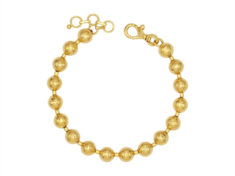 simple bracelets for women -8MM Gold Ball Single Strand Bracelet