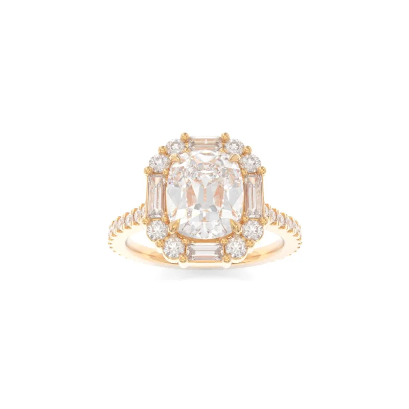 rose gold engagement rings with diamonds for women -Cordelia Ring Old Mine Cushion