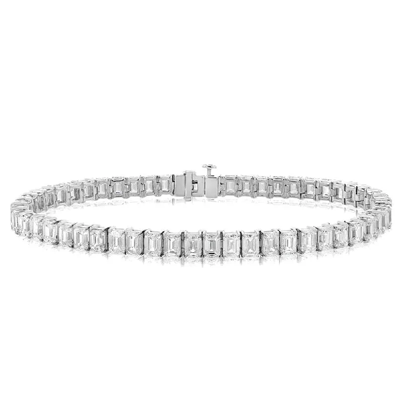 leather bracelets for women -12.81 Carat Emerald Cut Diamond Tennis Bracelet