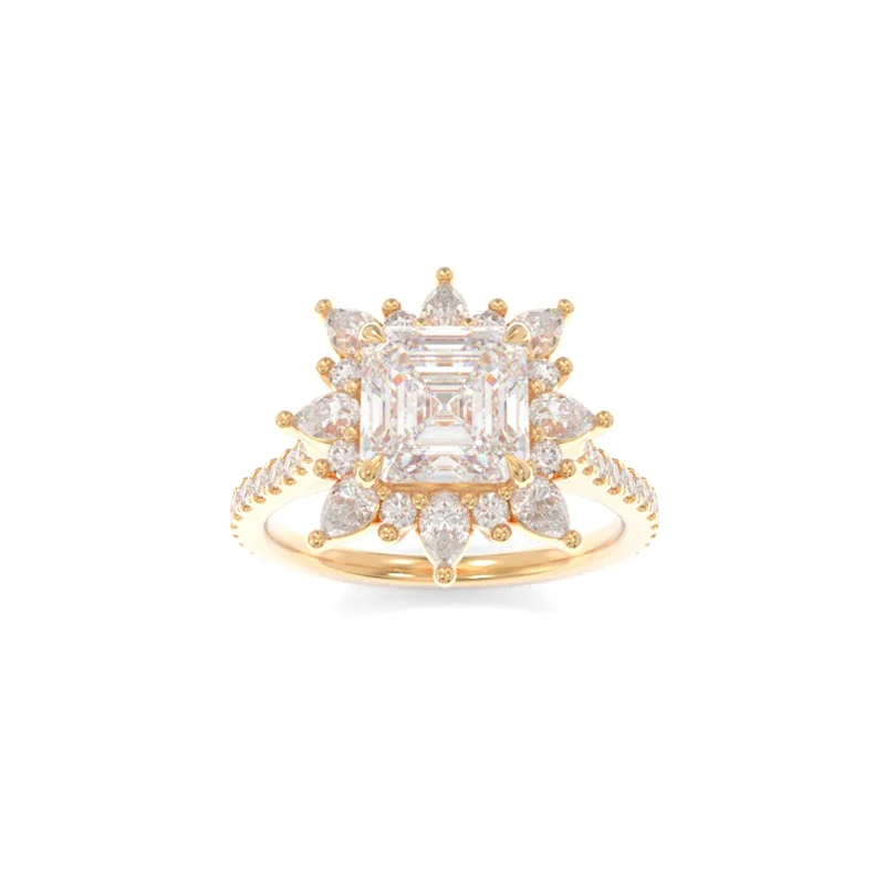 custom diamond engagement rings for women -Loretta Ring Asscher