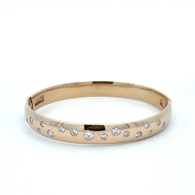 diamond bracelets for weddings -Estate Hinged Diamond Bangle Bracelet