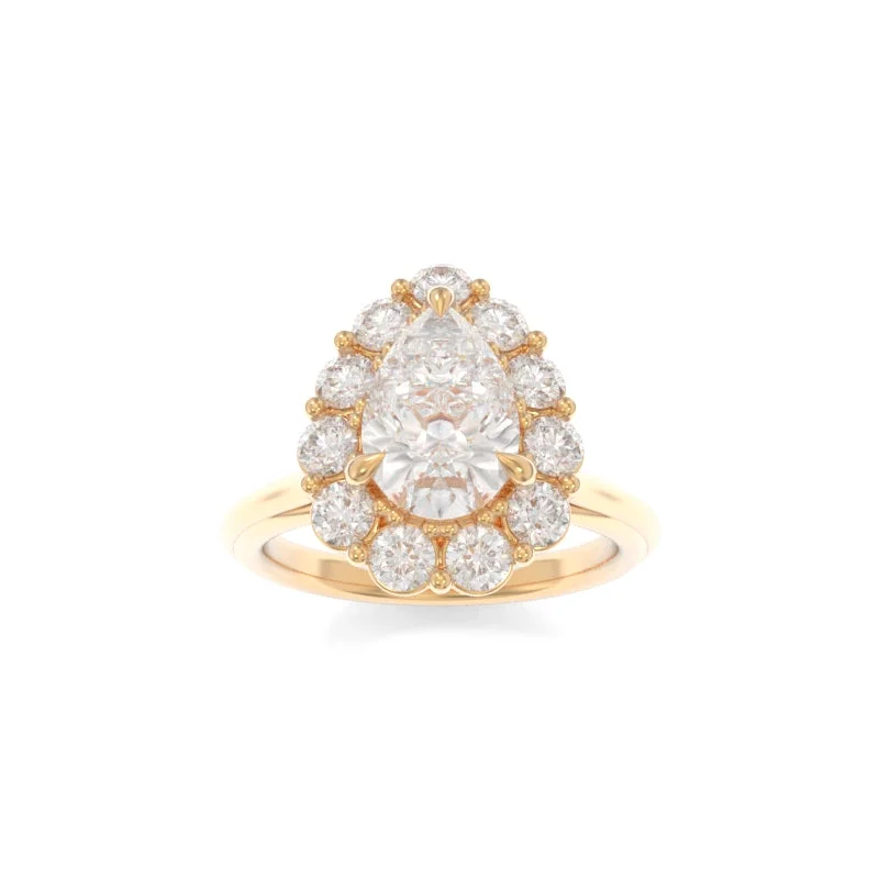 gold solitaire engagement rings for women -Poppy Ring Pear