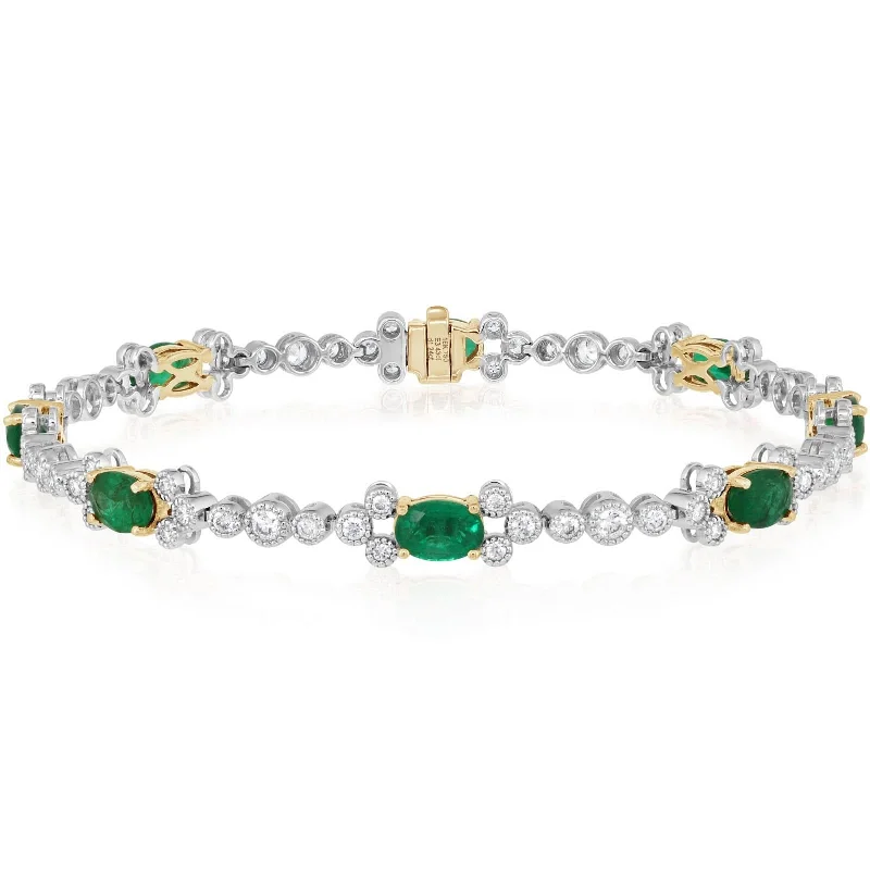 stretch bangles for women -Emerald & Diamond Bracelet