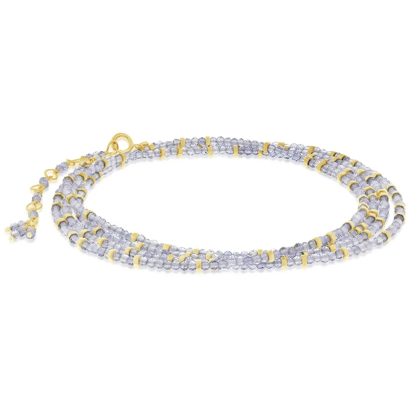 stacked gold bracelets for women -ANNE SPORTUN  Iolite Beaded Wrap Bracelet