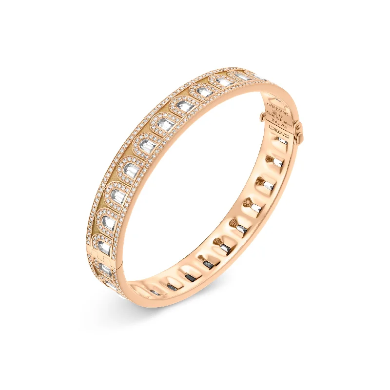 trendy bracelets for women -L'Arc Deco Bangle, 18k Rose Gold with DAVIDOR Arch Cut Diamonds and Brilliant Diamonds