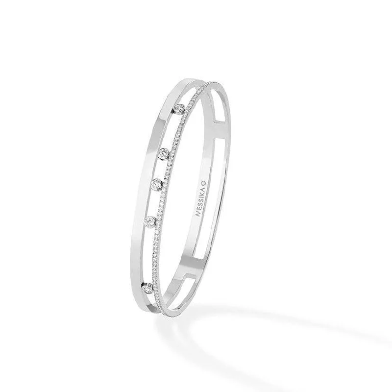 chunky bracelets for women -0.72ctw White Gold Diamond Bangle Bracelet