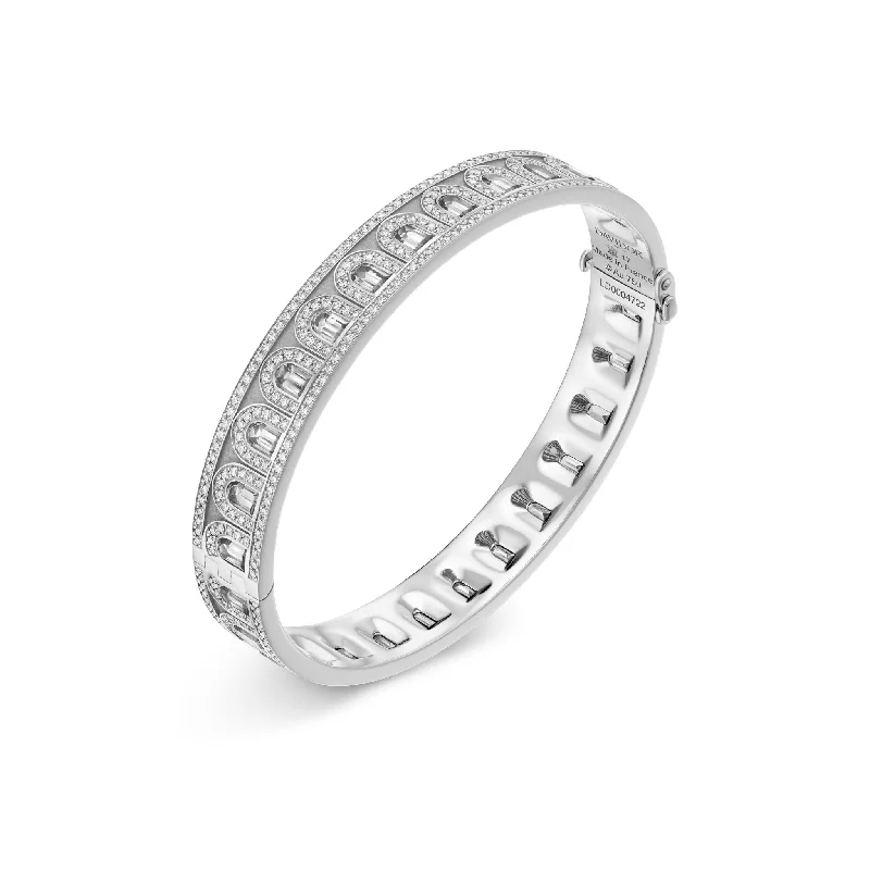 women’s bangle sets -L'Arc Deco Bangle in Platinum with DAVIDOR Arch Cut Diamonds and Brilliant Diamonds