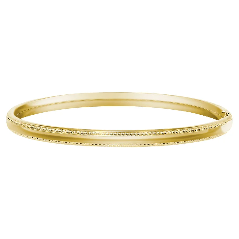 trendy bracelets for women -Adult 14K Gold Filled Beaded Edge 5mm Bangle