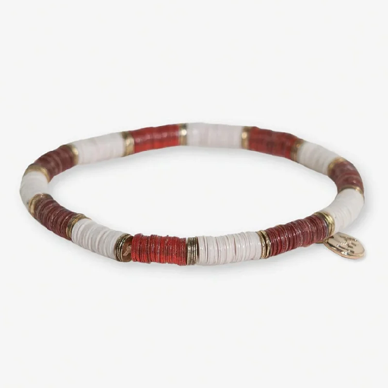 stackable bracelets for women -Grace Two-Colorblock Stretch Bracelet, Rust/Ivory | Ink + Alloy