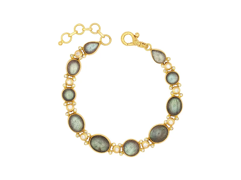 luxury bangles for women -Labradorite and Diamond Bracelet