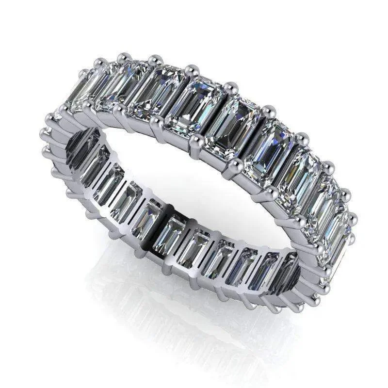 platinum solitaire engagement rings for women -Florie Moissanite Anniversary Band