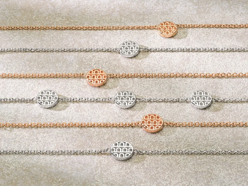 silver charm bracelets for women -L'Arc de DAVIDOR 3 Mini Element, 18k Rose Gold with Satin Finish on Chain Bracelet