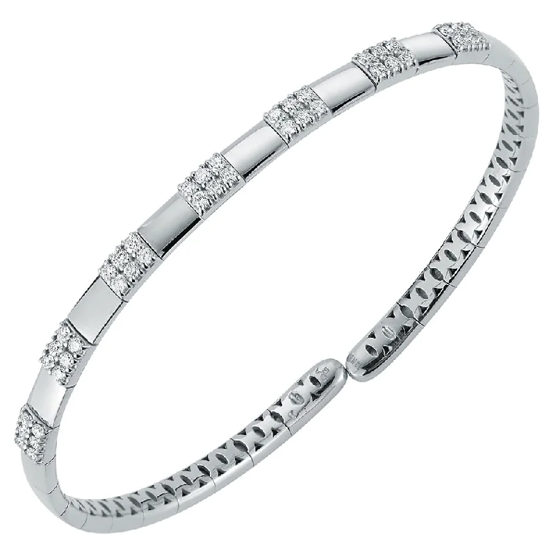 custom charm bracelets for women -18 Karat White Gold/Rhodium Plated Diamond Bangle Bracelet