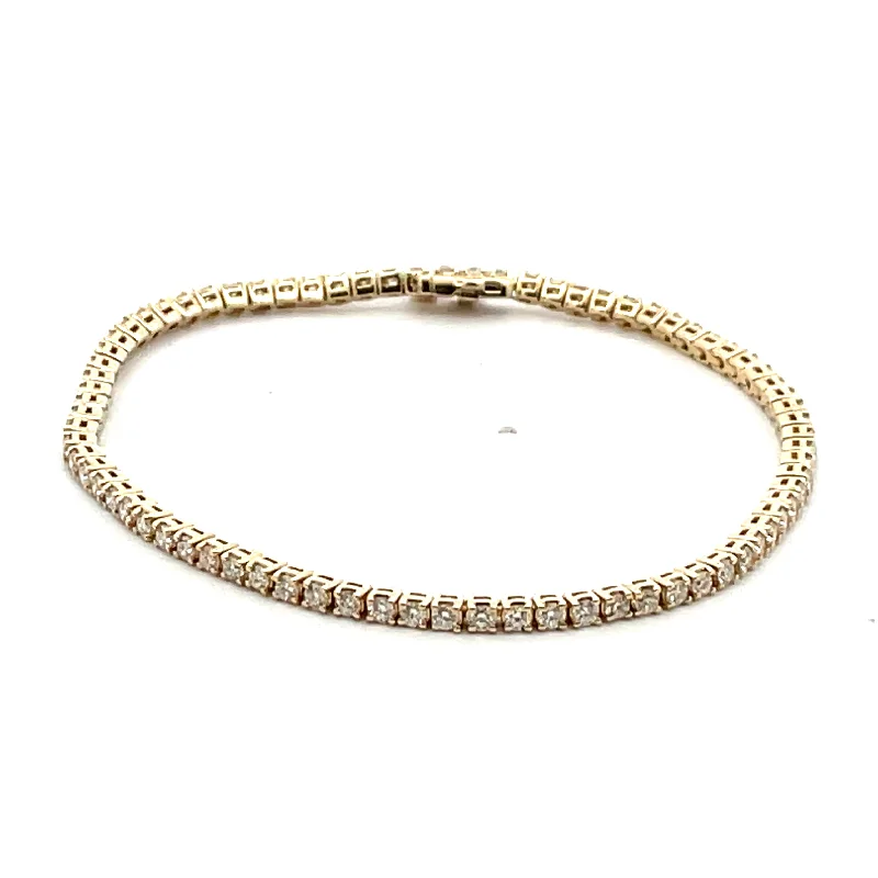 gold bracelets with diamonds for women -14 KT Yellow Gold Tennis Bracelet