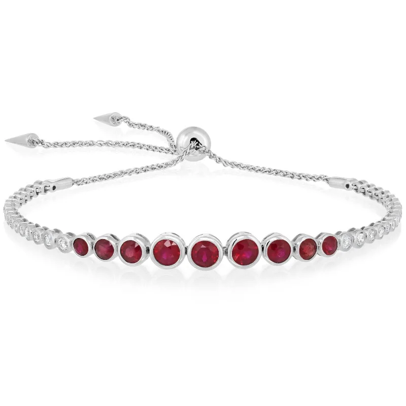 simple bracelets for women -Ruby & Diamond Bolo Bracelet