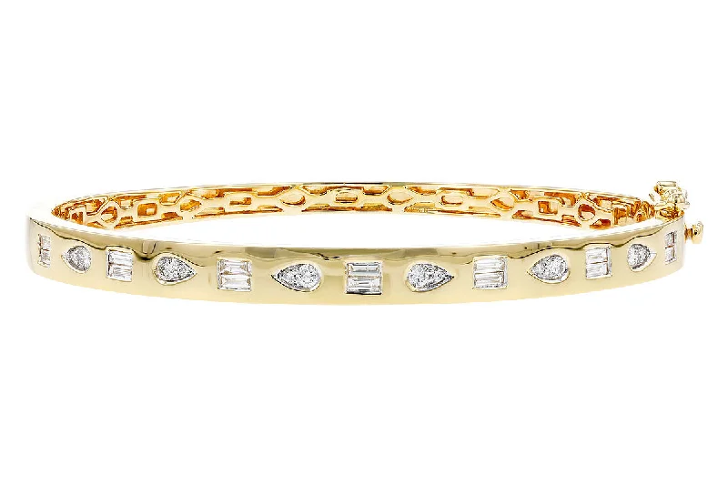 double-band bracelets for women -14 Karat Yellow Gold Diamond Bangle Bracelet