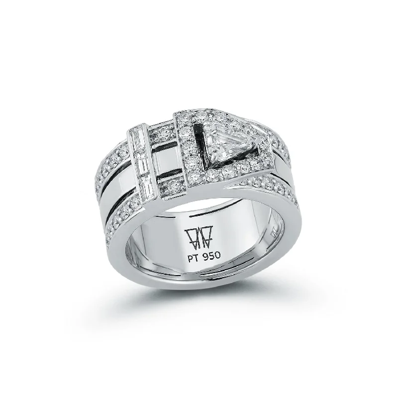 princess cut diamond engagement rings for women -KEYNES PLATINUM AND DIAMOND BUCKLE RING