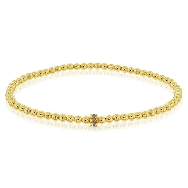 women’s gemstone bracelets -3mm Gold Filled Bead & Diamond Bracelet