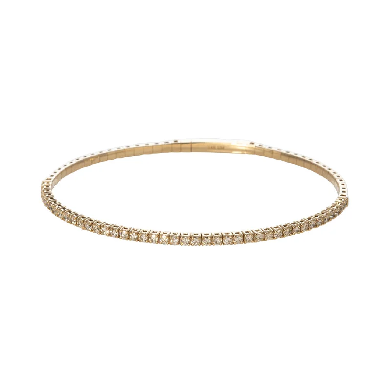 colorful beaded bangles for women -1ctw Diamond 14K Yellow Gold Flexible Tennis Bangle