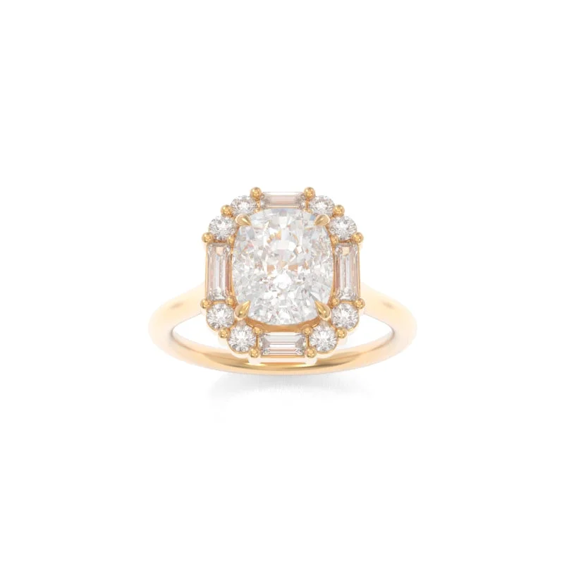 engagement rings with mixed metals for women -Cordelia Solitaire Elongated Cushion