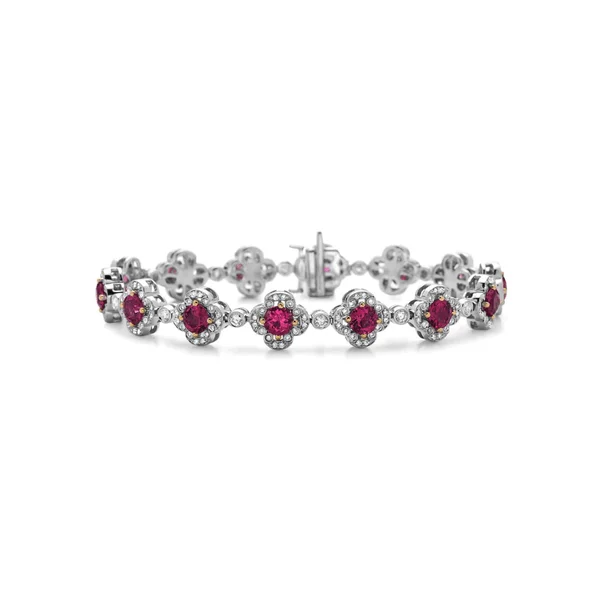 stackable bracelets for women -Rubellite Pastel Diamond Flower Bracelet