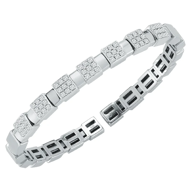 wrap bracelets for women -14 Karat White Gold Diamond Cuff Bracelet