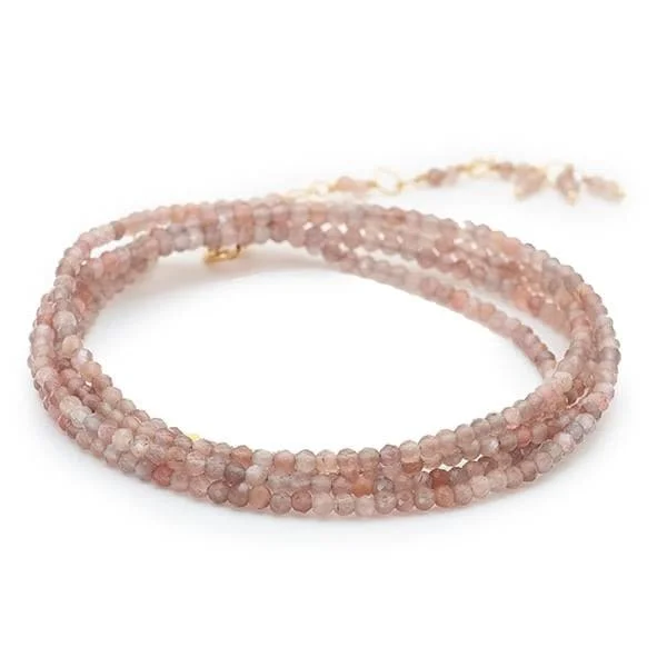 luxury charm bangles for women -ANNE SPORTUN Mink Moonstone Beaded Wrap Bracelet