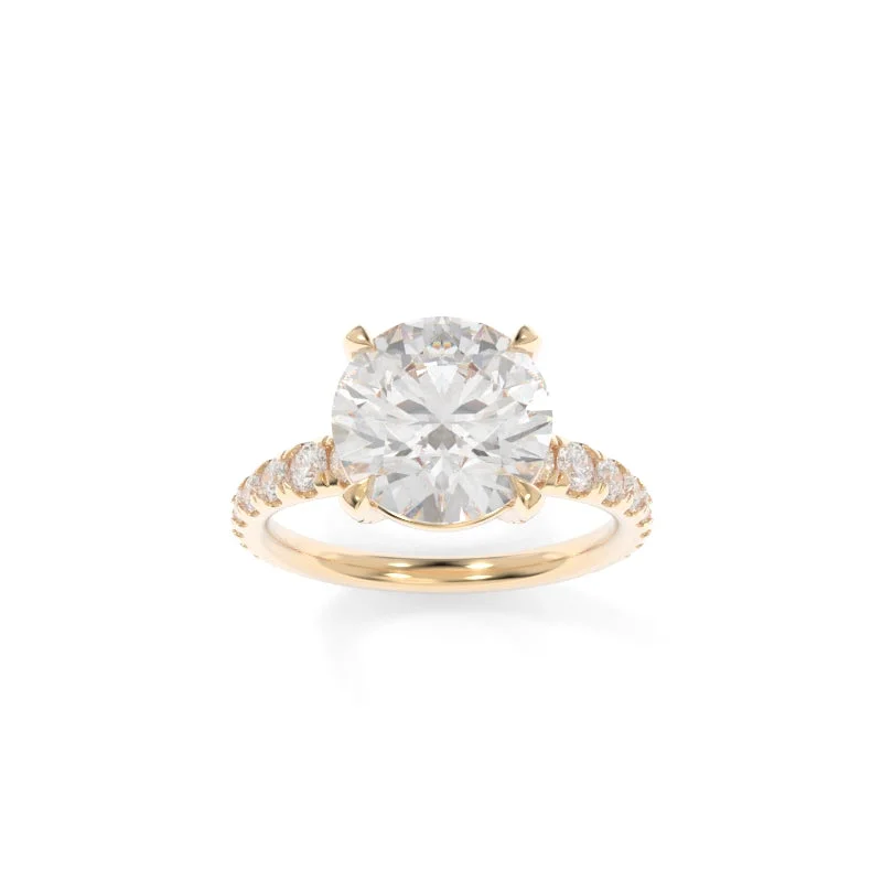 gold solitaire engagement rings for women -Holland Ring Round