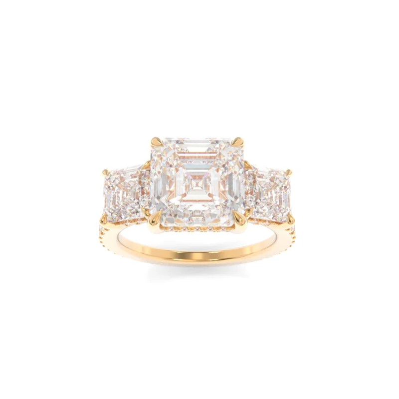 engagement rings with colored diamonds for women -Taylor Three Stone Ring Asscher