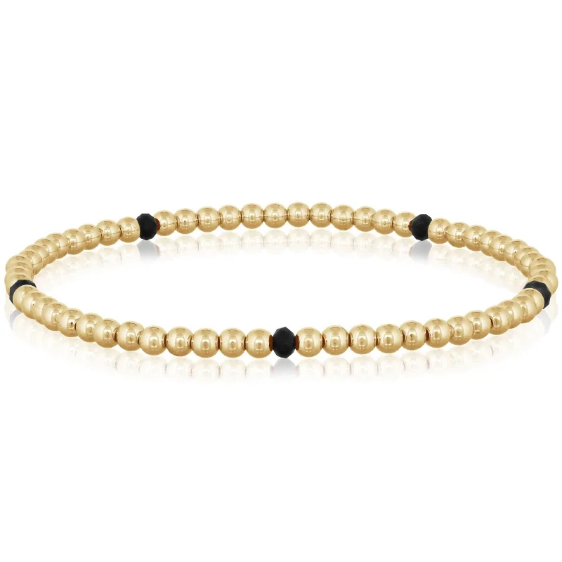 pearl bracelets for weddings -3mm Gold Filled & Navy Sapphire Beaded Bracelet