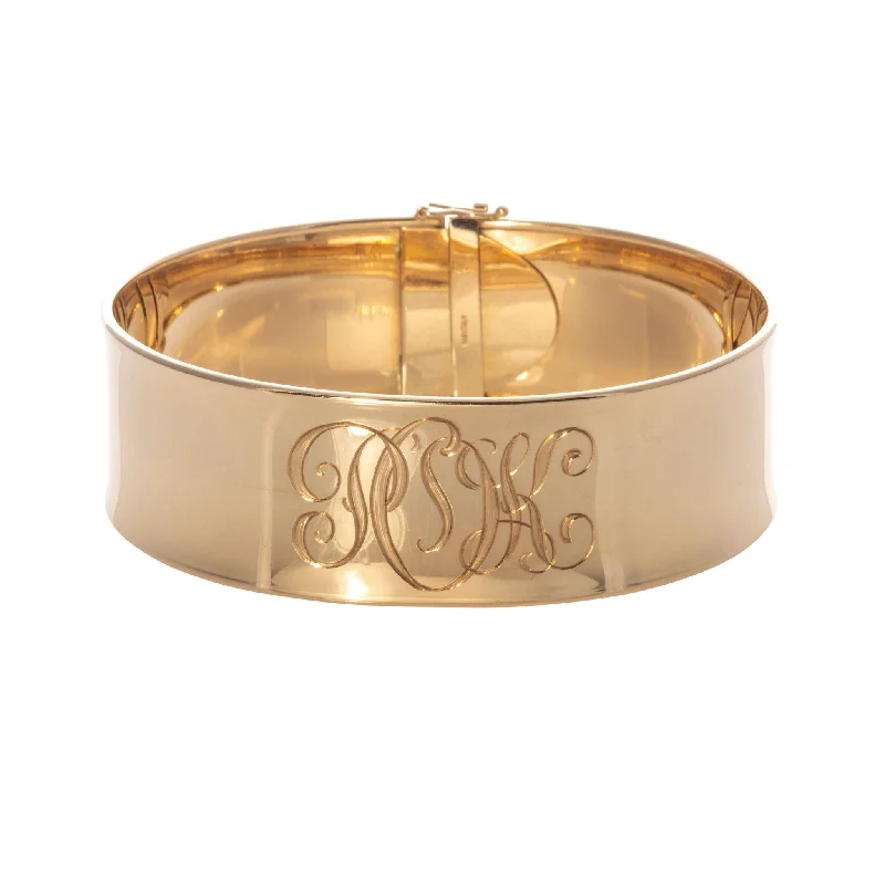 statement charm bangles for women -14K Gold Wide Cuff Bangle