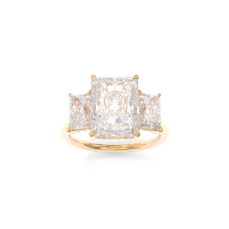 vintage inspired engagement rings for women -Taylor Three Stone Solitaire Radiant