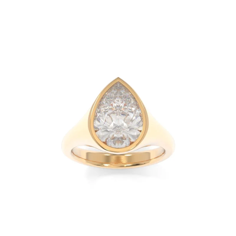 sustainable engagement rings for women -Sculpted Signet Ring Pear