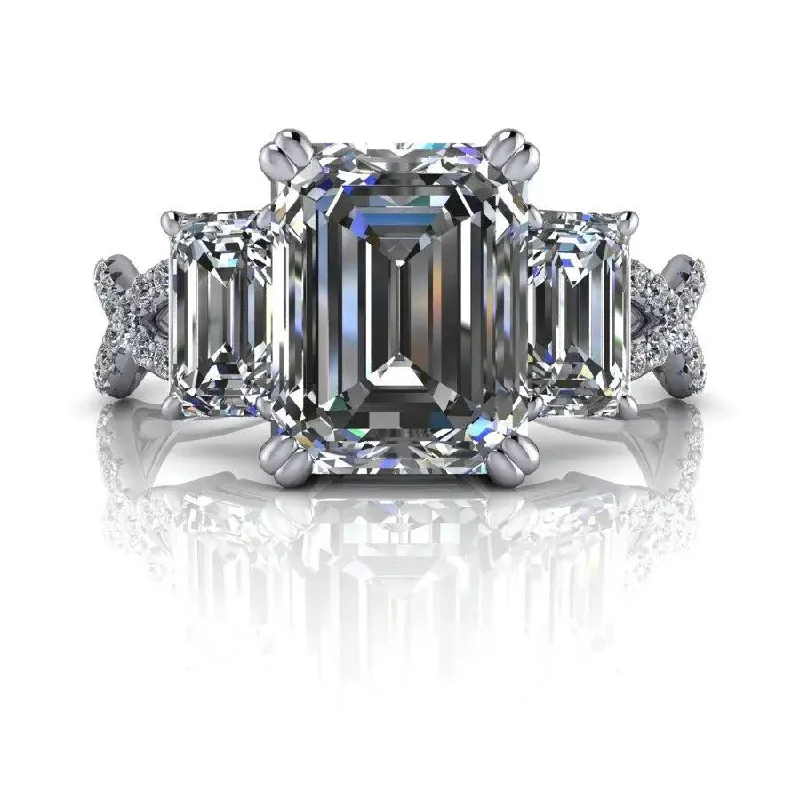 engagement rings with side stones for women -Astrid No. 1 Moissanite Ring